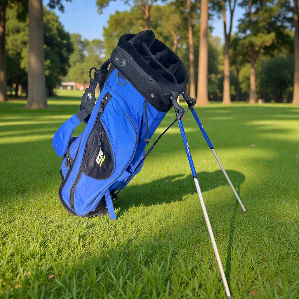 IZZO Golf Stand Bag Blue Black 6-Way Divider Dual Strap Mens Carry Medium