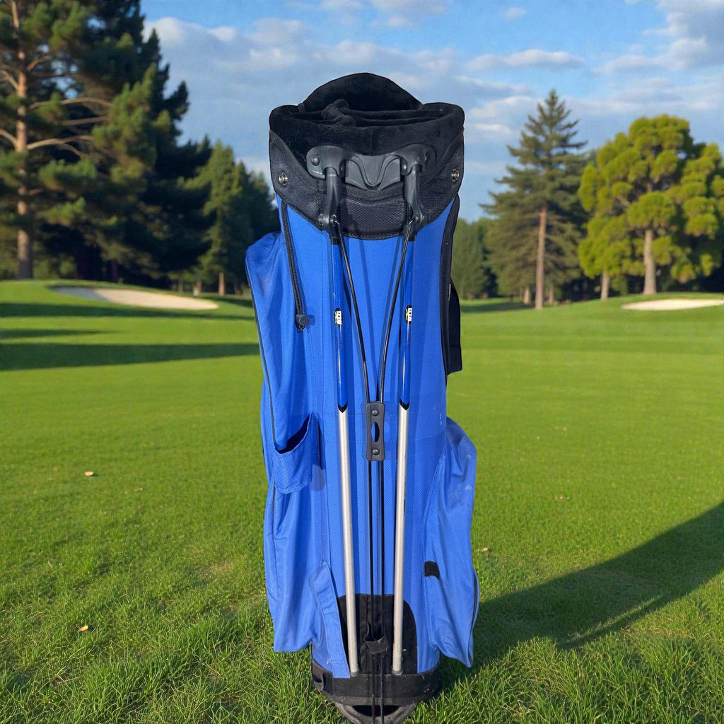 IZZO Golf Stand Bag Blue Black 6-Way Divider Dual Strap Mens Carry Medium