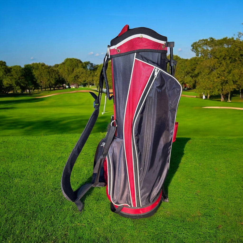 Golf Stand Bag Red Black Gray Dual Strap 7-Way Divider Carry Lightweight Easy