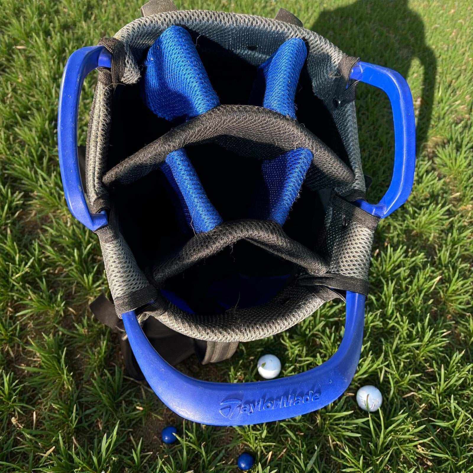 TaylorMade Golf Stand Bag Black Blue 6-Way Divider Dual Strap Mens Large Carry