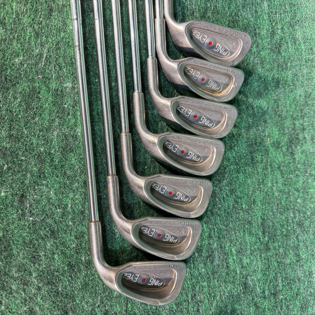 Vintage Ping Eye 2 Iron Set 3-9 Red Dot Steel Shaft Mens Right Golf Clubs USA