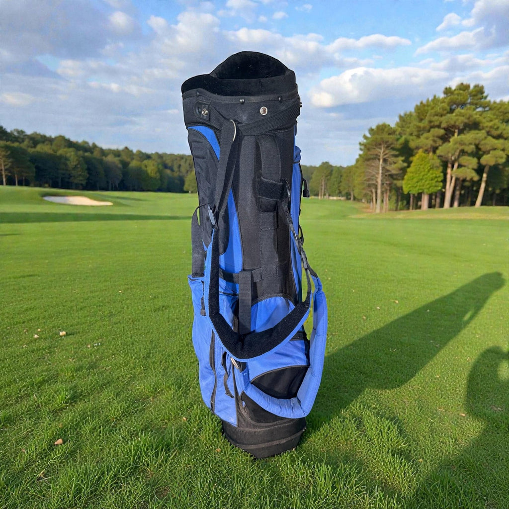 IZZO Golf Stand Bag Blue Black 6-Way Divider Dual Strap Mens Carry Medium