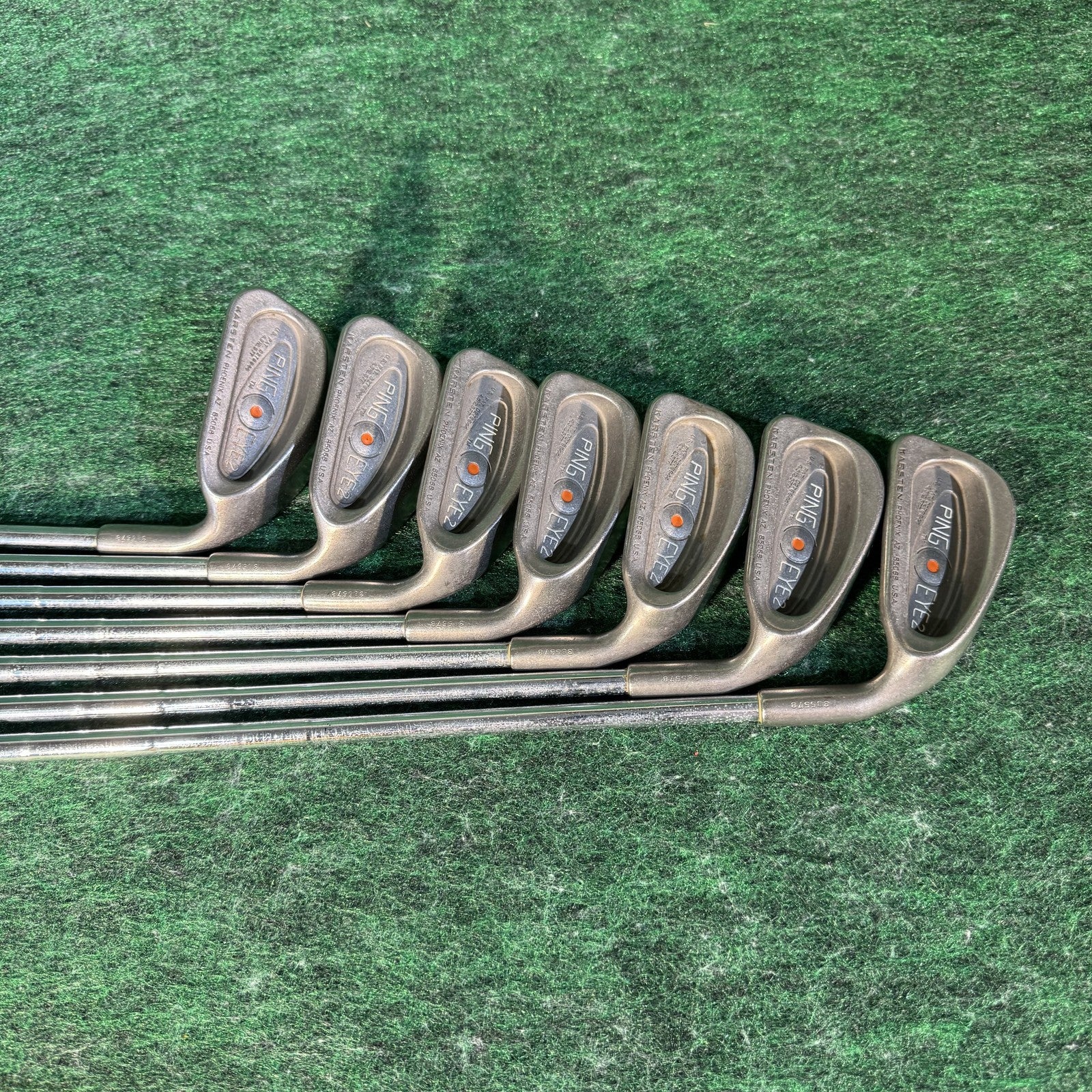 Vintage Ping Eye 2 Iron Set 4-9 W Orange Dot Karsten USA ZZ Lite Steel Shafts