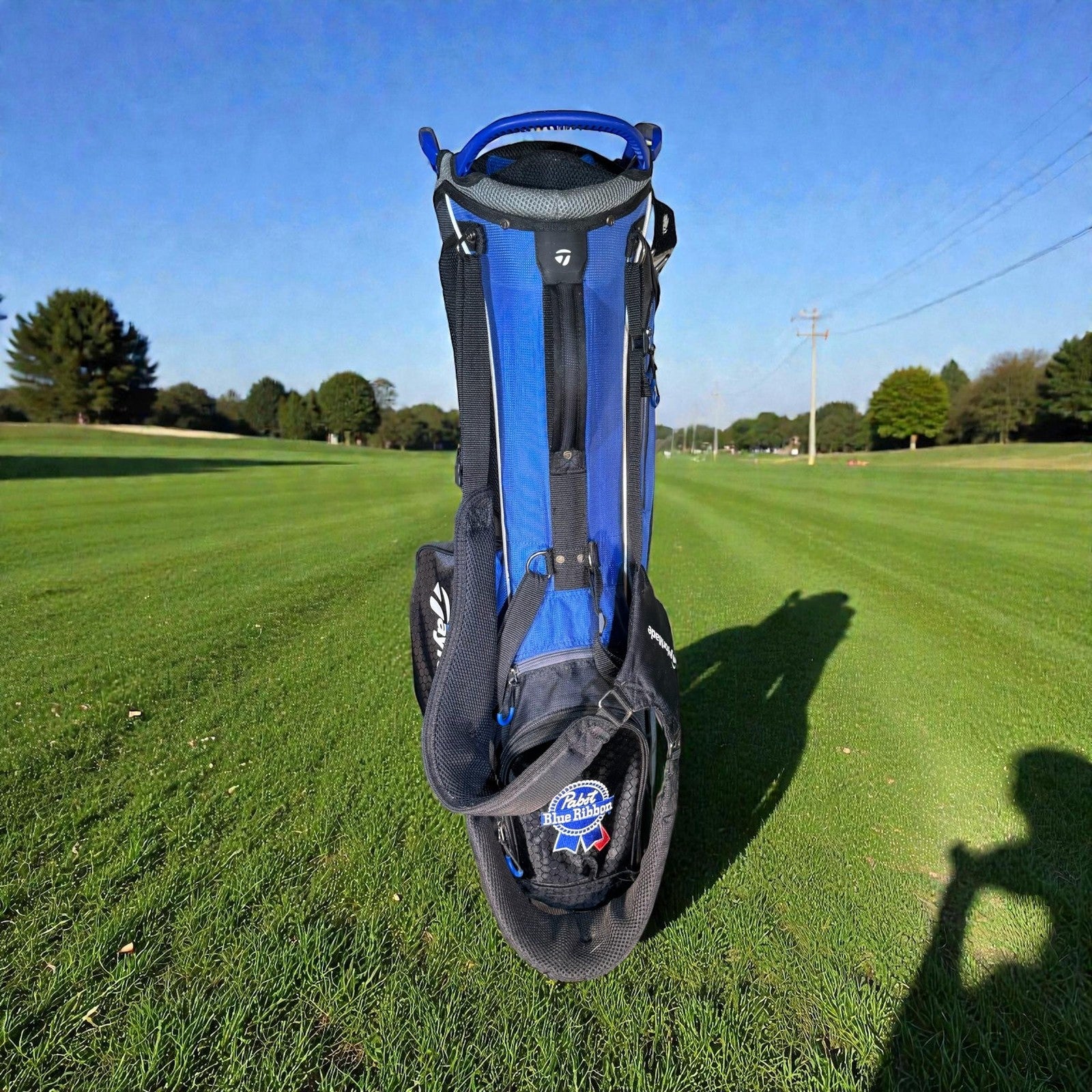 TaylorMade Golf Stand Bag Black Blue 6-Way Divider Dual Strap Mens Large Carry