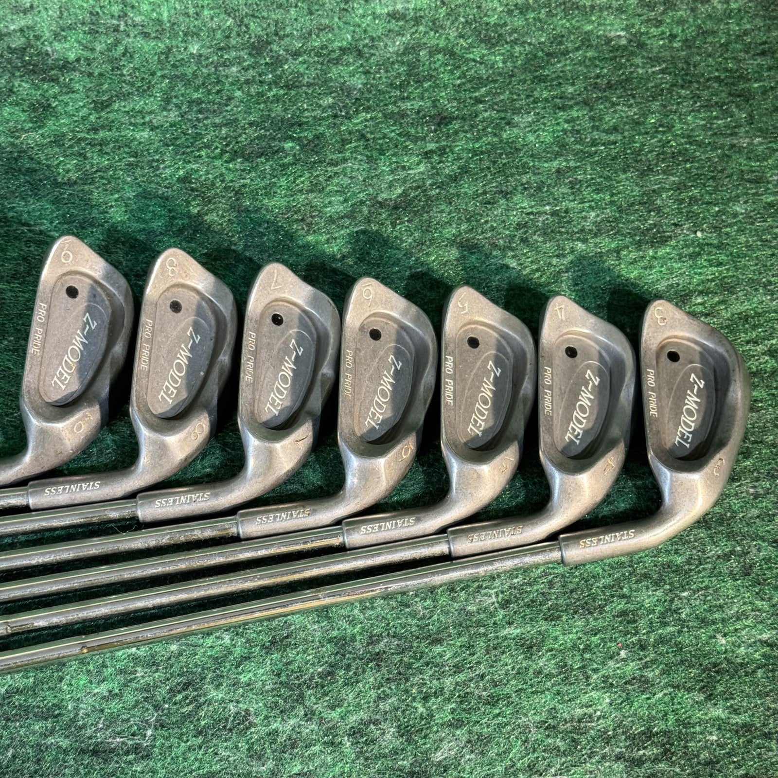 Vintage Z-Model Pro Pride Stainless Steel Irons Set 3-9 10 Mens Right Golf Clubs