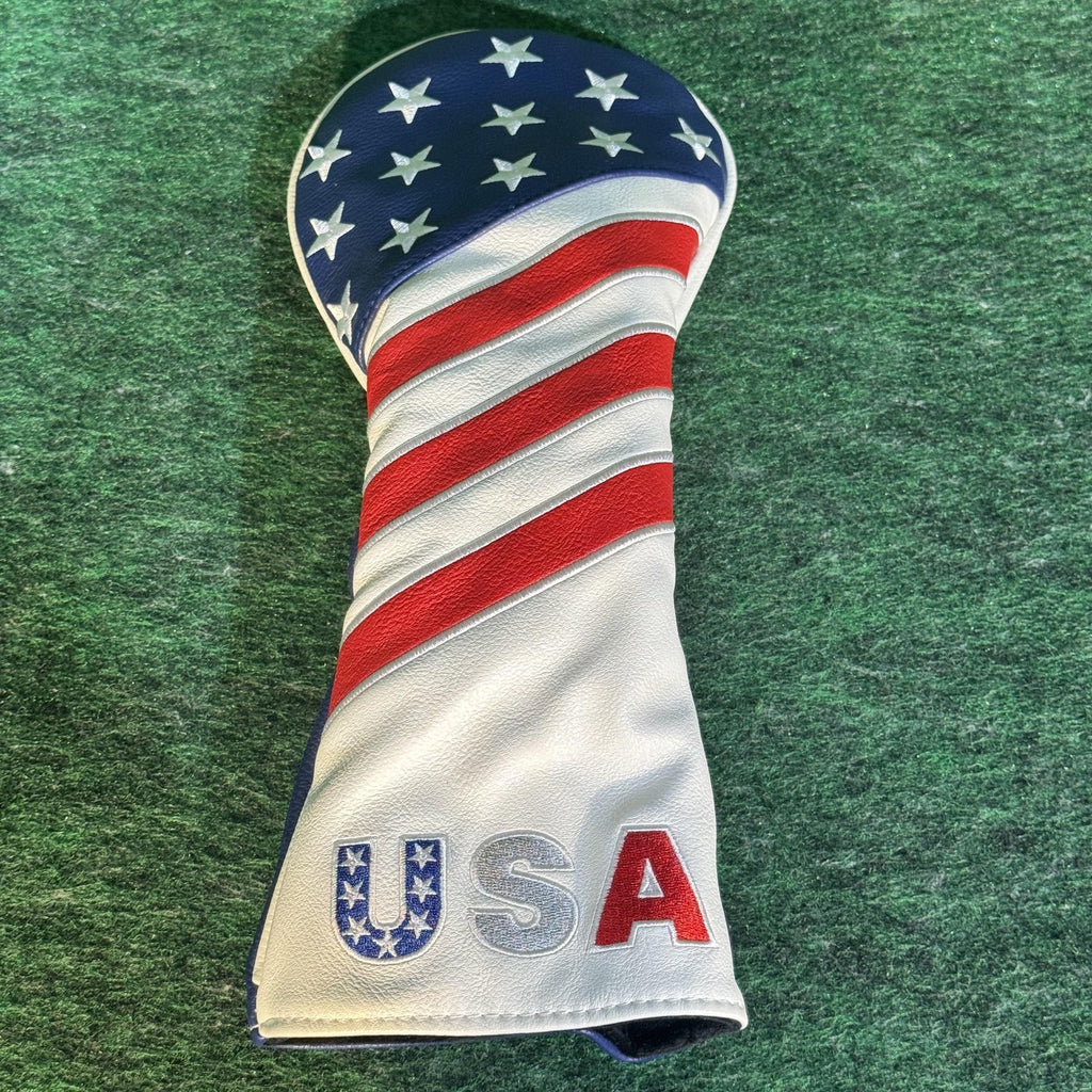 USA American Flag Golf Driver Headcover Stars Stripes Red White Blue Patriotic