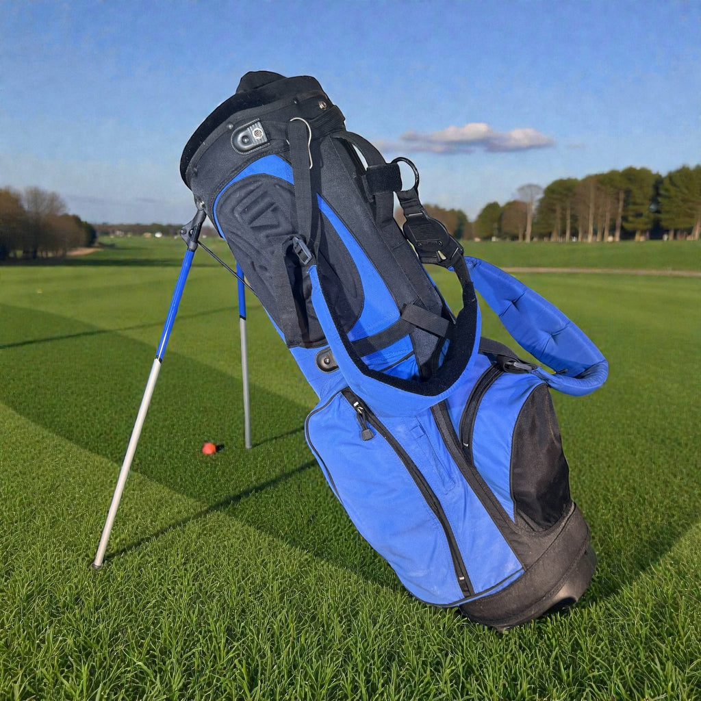 IZZO Golf Stand Bag Blue Black 6-Way Divider Dual Strap Mens Carry Medium