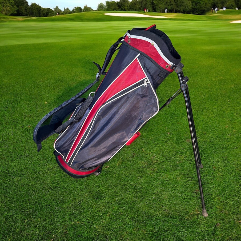Golf Stand Bag Red Black Gray Dual Strap 7-Way Divider Carry Lightweight Easy