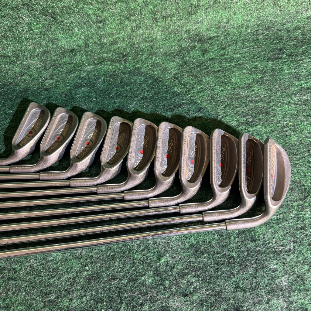 Vintage Ping Eye 2 Iron Set 2-9 W S Mens RH Red Dot ZZ Lite Steel Stiff USA