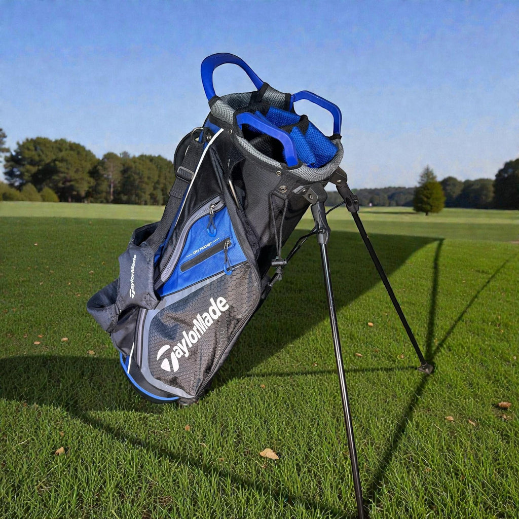 TaylorMade Golf Stand Bag Black Blue 6-Way Divider Dual Strap Mens Large Carry