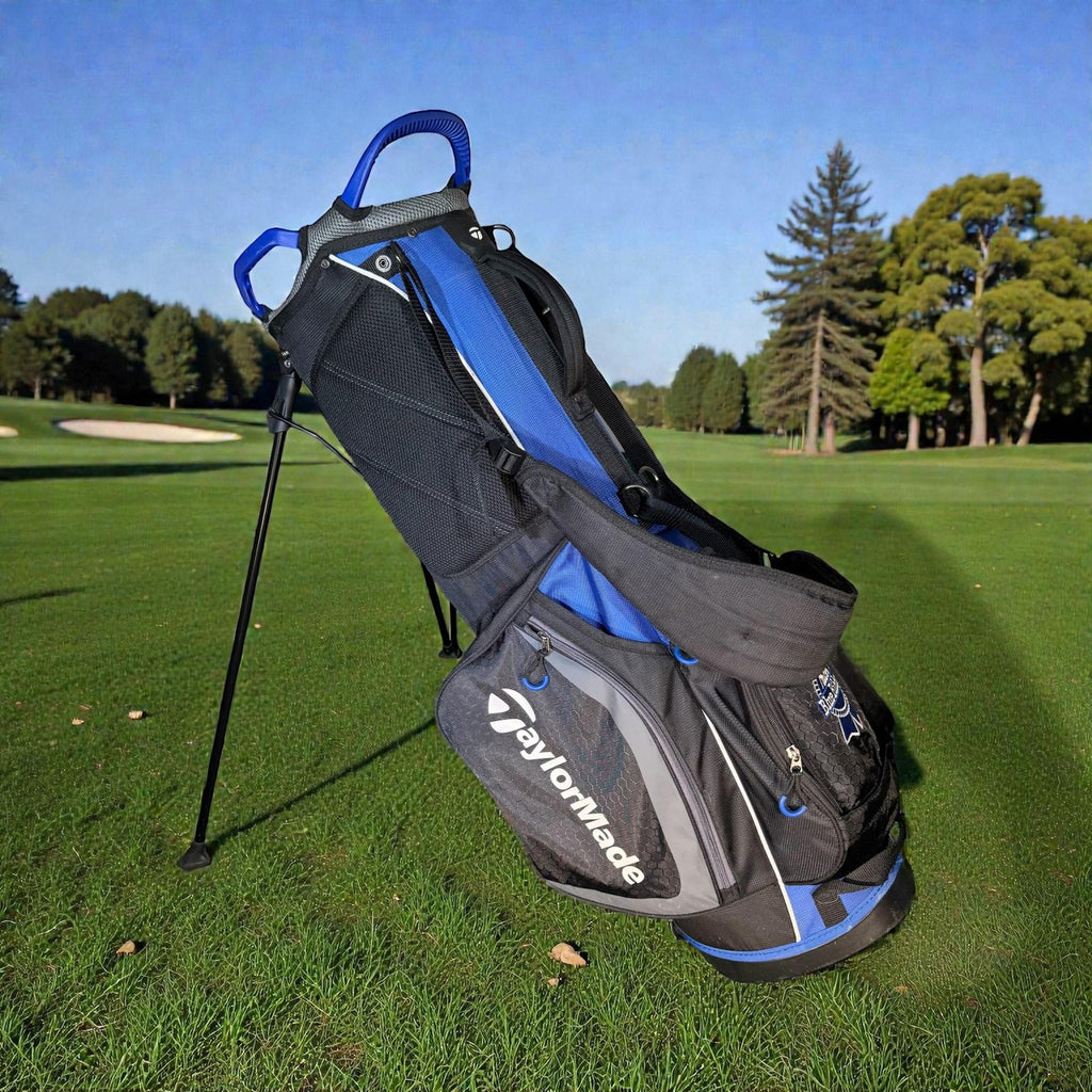 TaylorMade Golf Stand Bag Black Blue 6-Way Divider Dual Strap Mens Large Carry