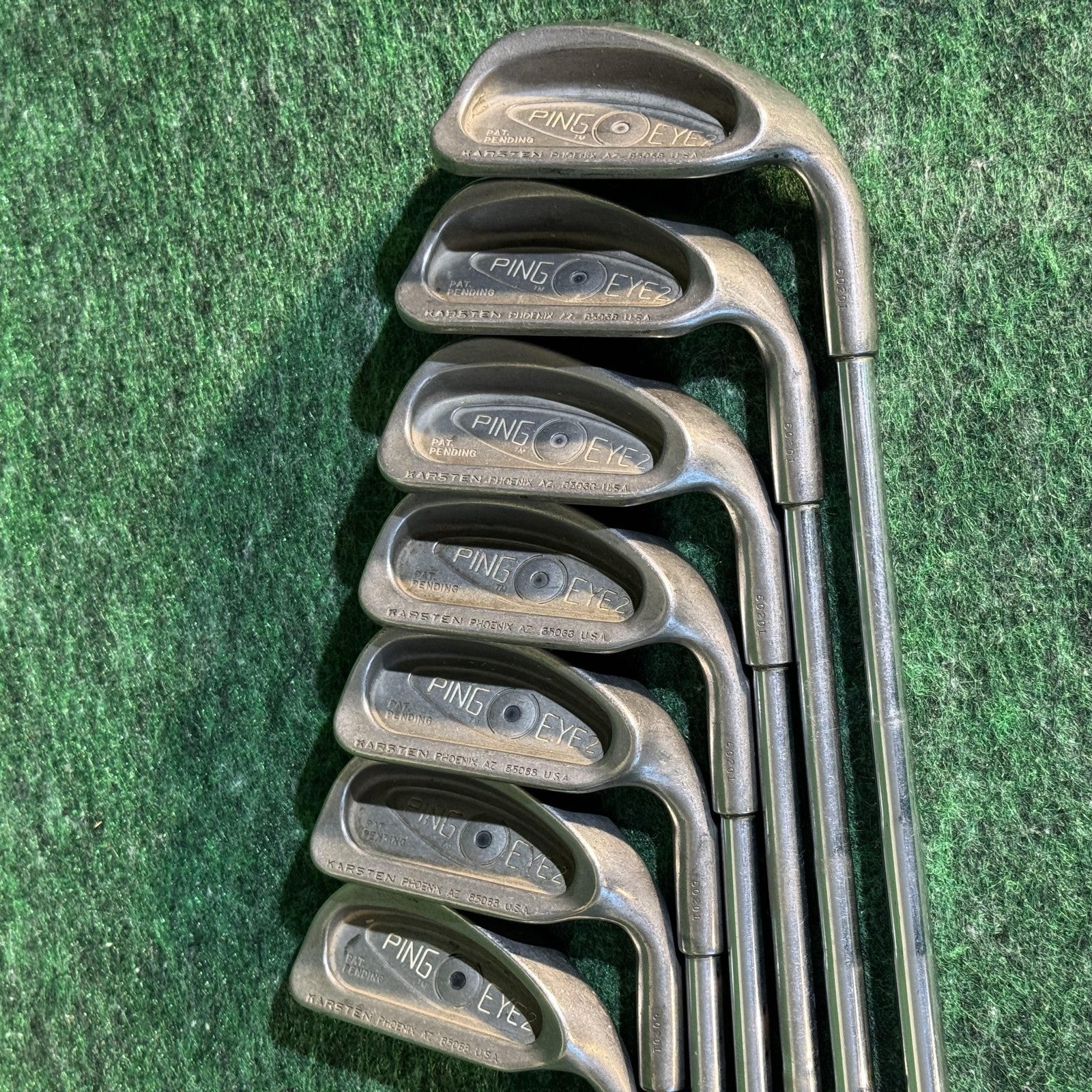 Vintage Ping Eye 2 Iron Set 4-W Steel Shaft Golf Pride Grips Mens RH Black Dot