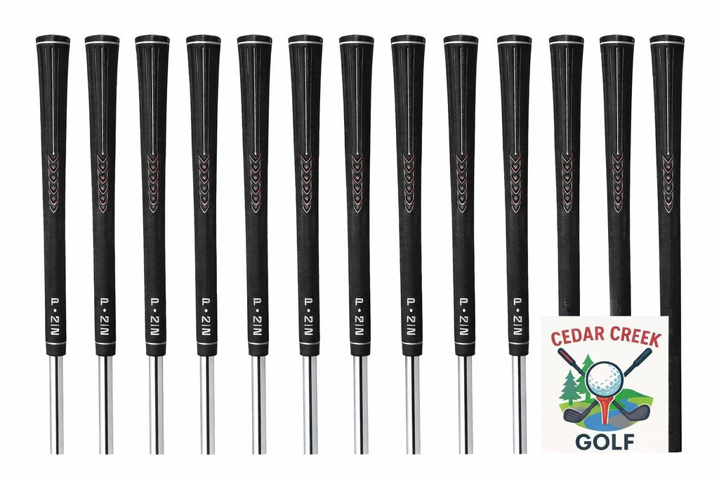 P2I Golf Club Grips Set Of 13 Black Rubber Replacement Standard Size Comfort