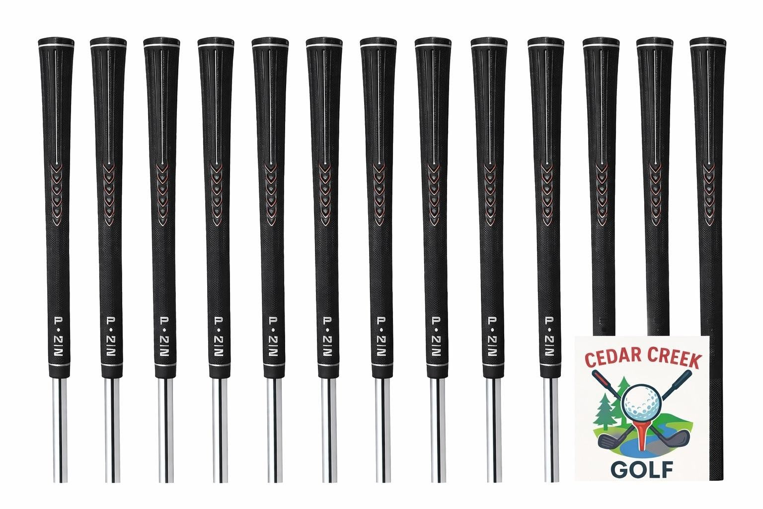 P2I Golf Club Grips Set Of 13 Black Rubber Replacement Standard Size Comfort