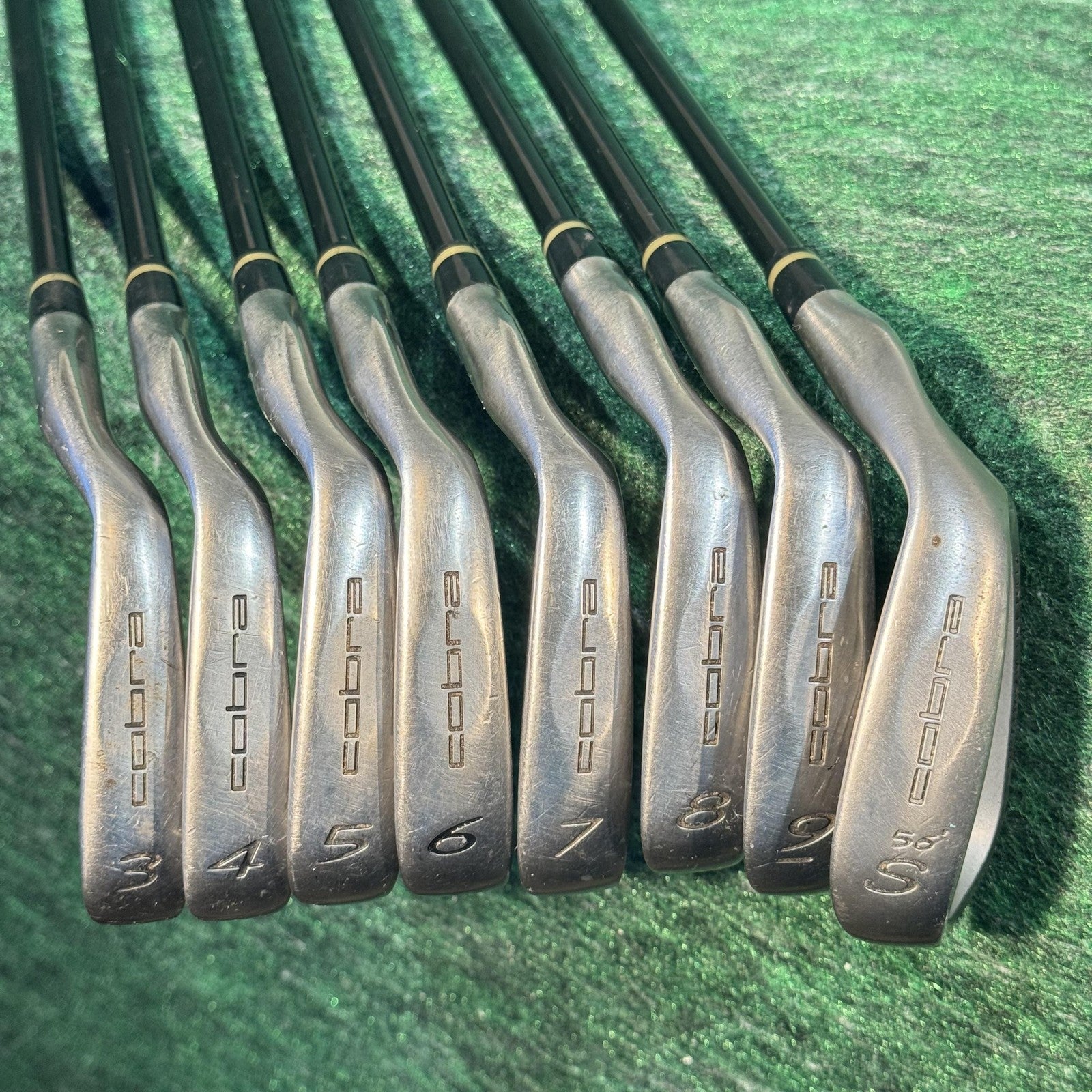 Vintage Cobra Gravity Back Optimum Inertia Irons 3-9 + 56° Sand Wedge Graphite