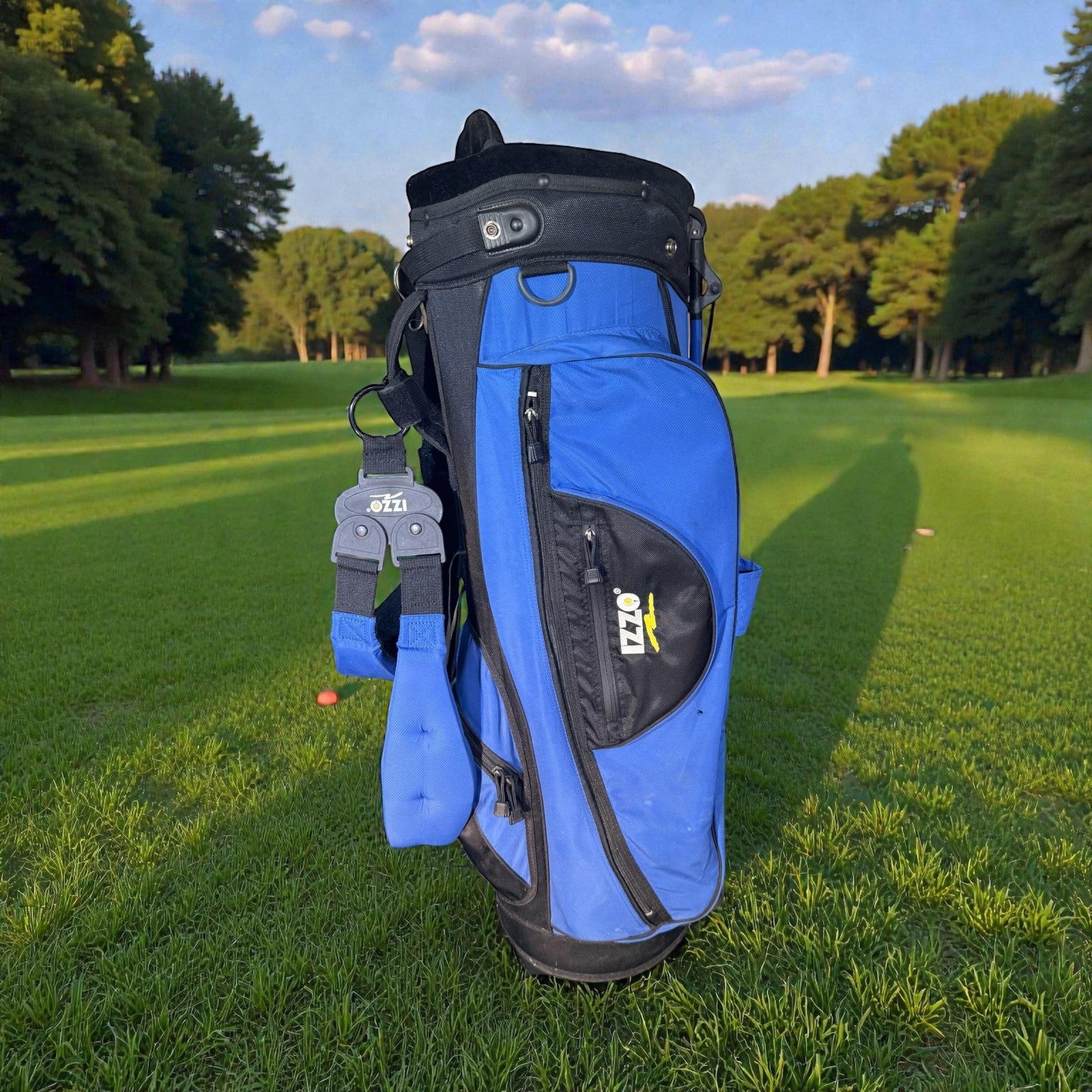 IZZO Golf Stand Bag Blue Black 6-Way Divider Dual Strap Mens Carry Medium